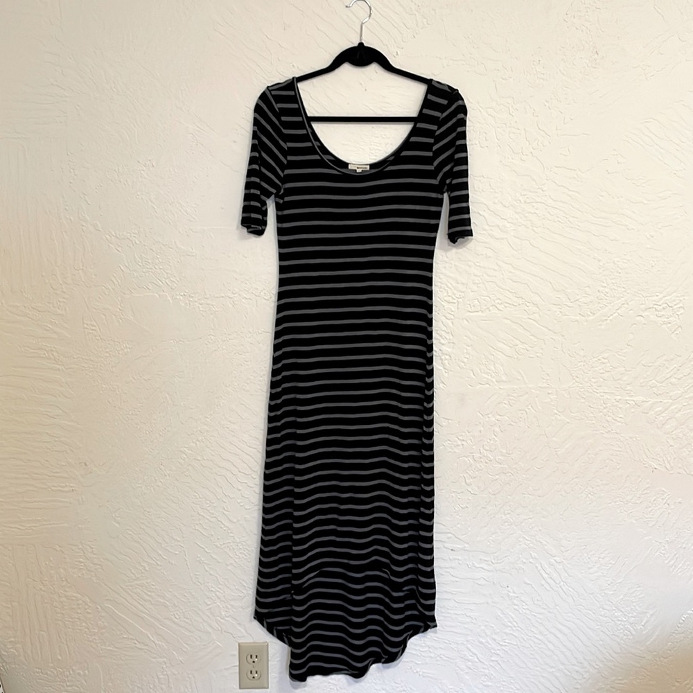 Lamade black and gray stripe high-low dress size Medium